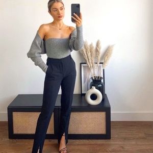 Zara Gray Off-Shoulder Sweater + Knot top set